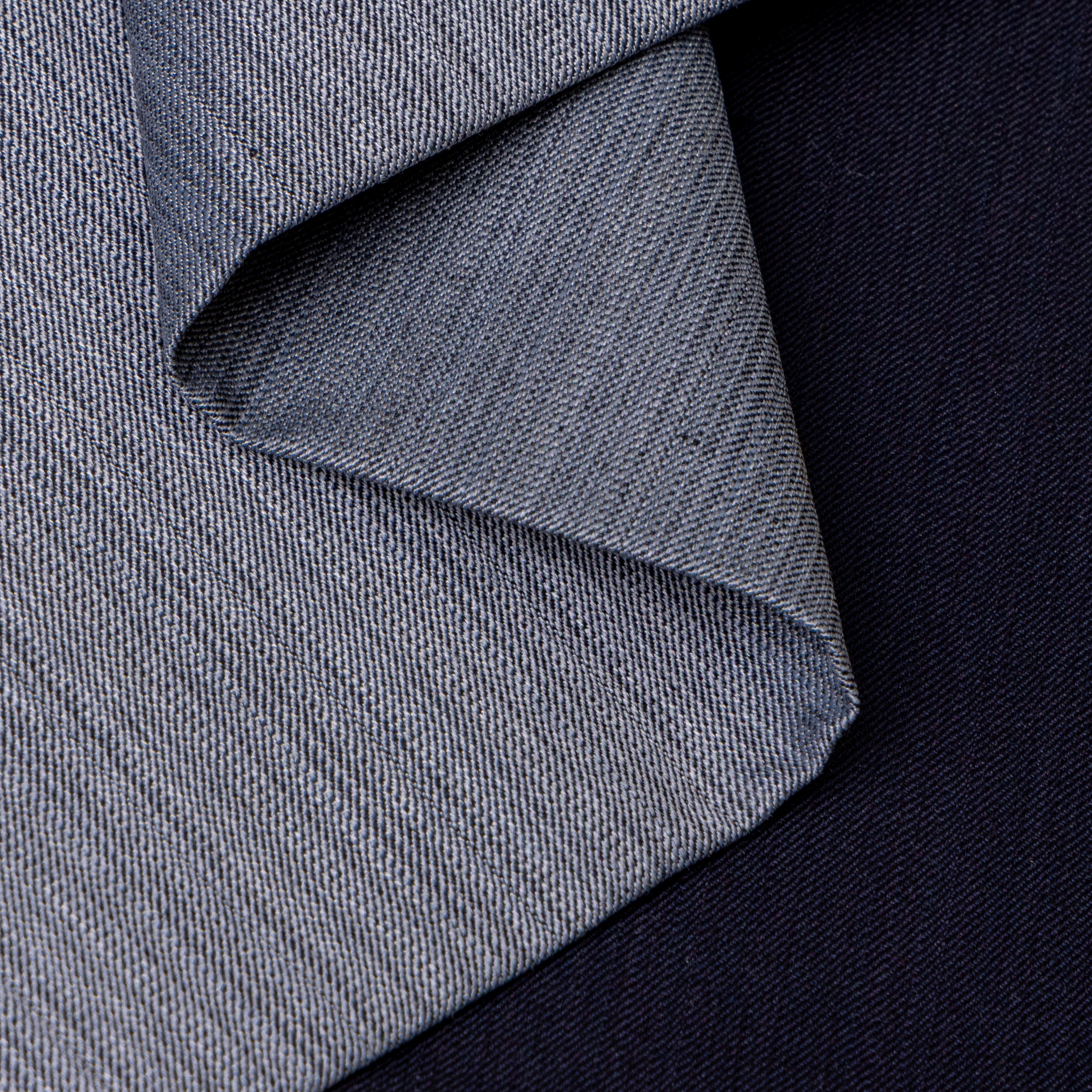 Grey Navy Contrast Twill Fabric