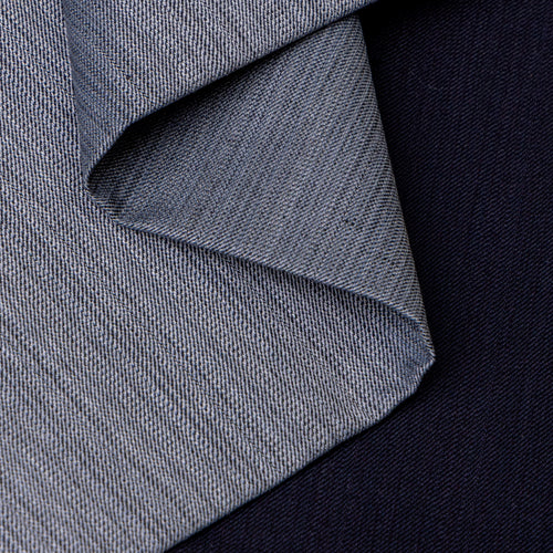 Grey Navy Contrast Twill Fabric
