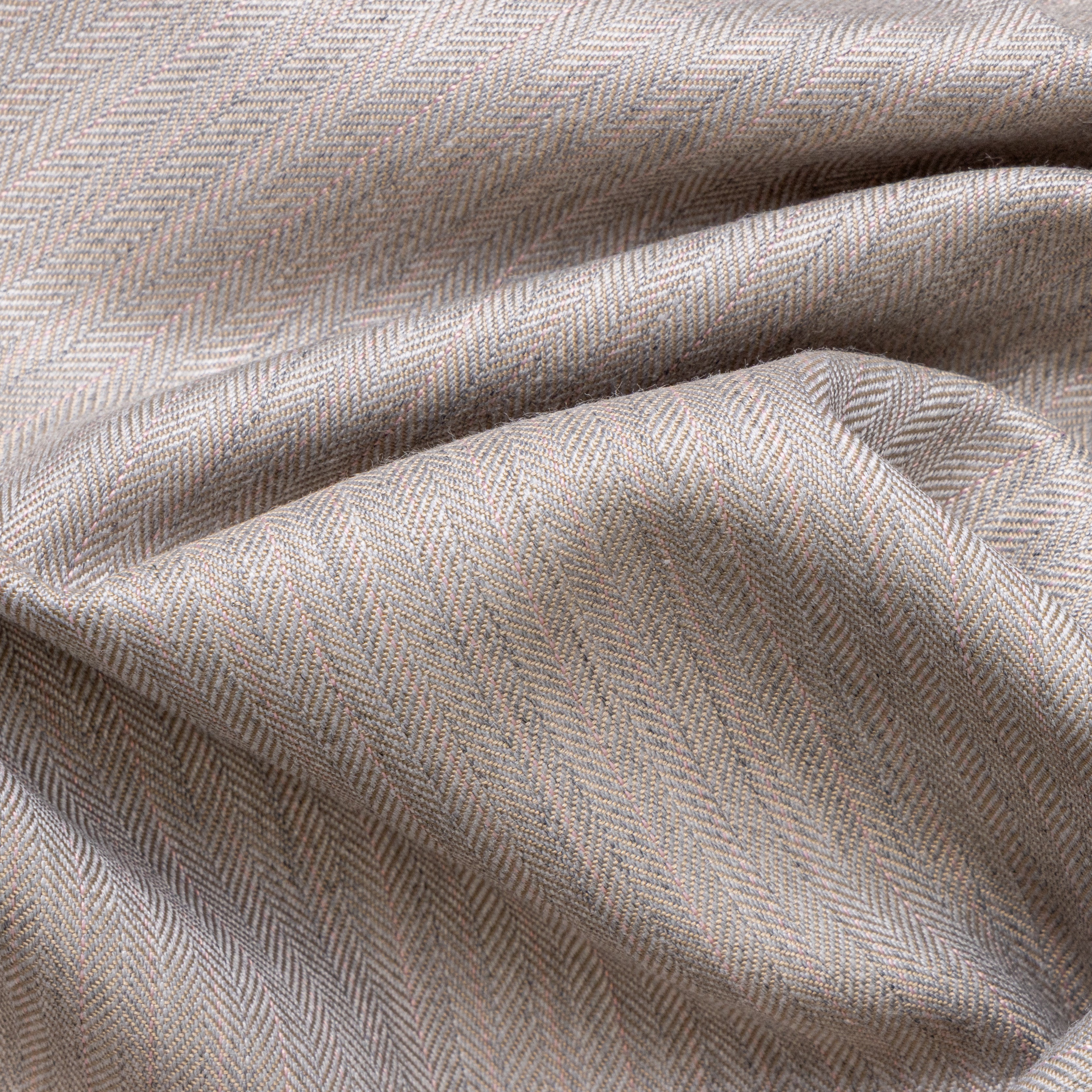 Beige Rose Herringbone Fabric