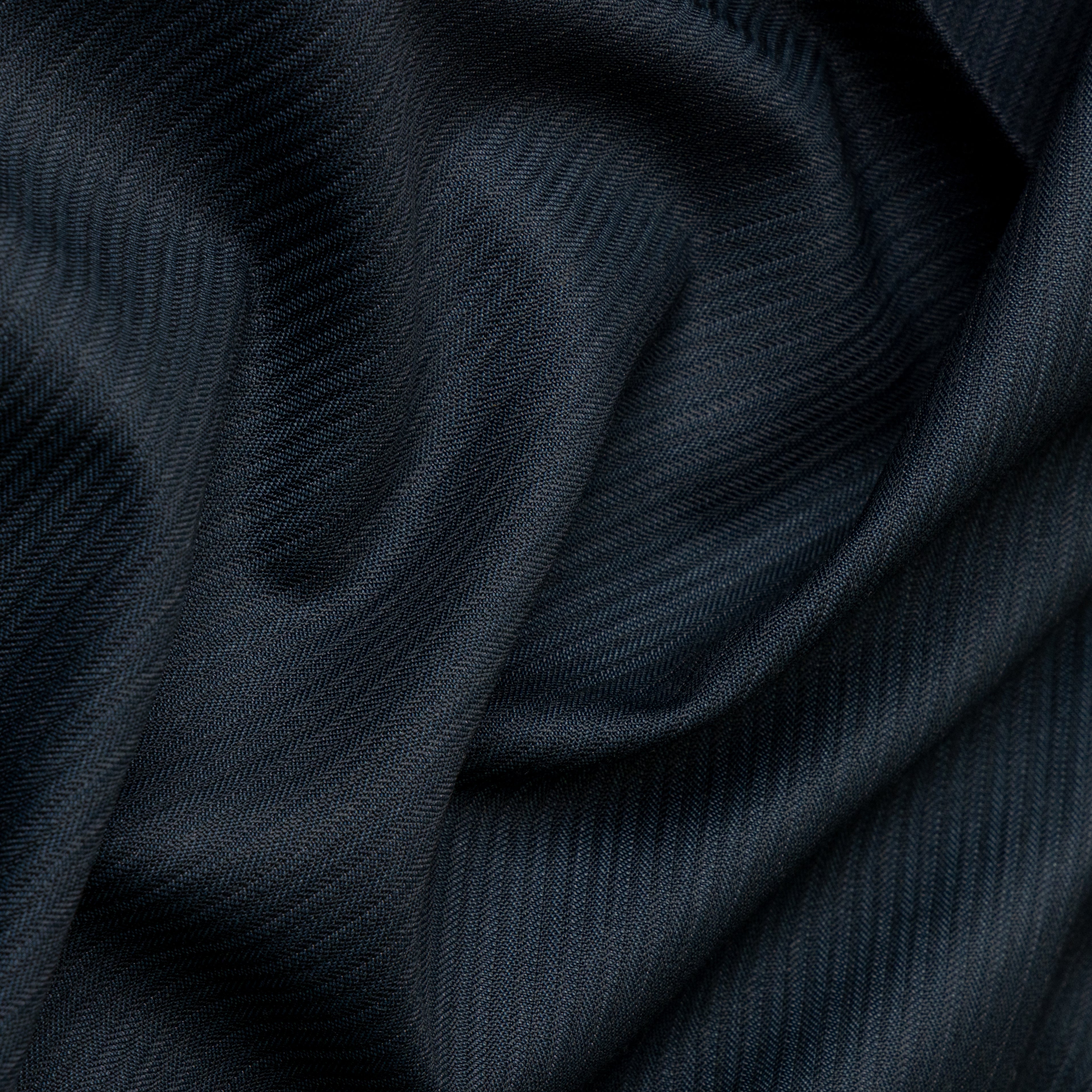 Midnight Herringbone Silk-Touch Fabric